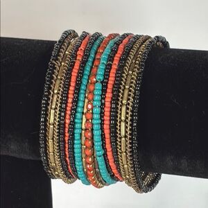 Colorful Bohemian Style Beaded Wire Bracelet Cuff